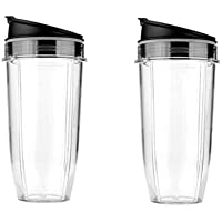 Hicello 2 piezas de 24 oz taza y tapa Set de repuesto para Nutri Ninja Auto IQ and Duo Blenders- BL480- BL490- BL640…
